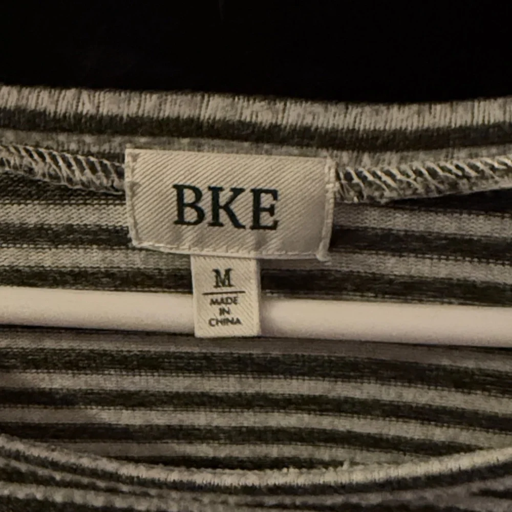 BKE Women's Long Sleeve Striped Tee - Charcoal and White - Picture 2 of 4